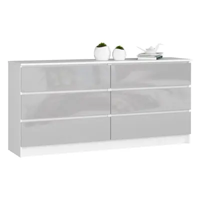 Ak furniture Komoda Rollo V 160,4 cm bílá/šedá lesklá