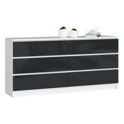 Ak furniture Komoda Rollo V 160,4 cm bílá/grafitová lesklá