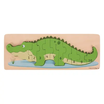 Bigjigs Toys Vkládací puzzle krokodýl s čísly CROCODILE zelený