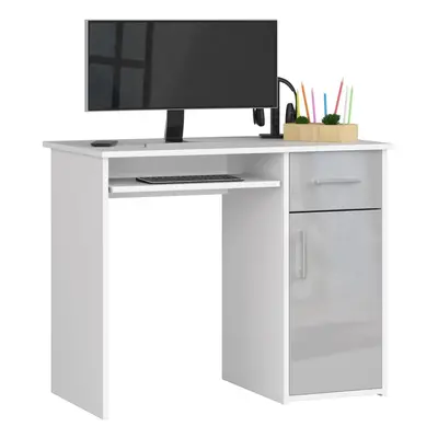 Ak furniture Volně stojící psací stůl Pin 90 cm bílý/světle šedý lesk