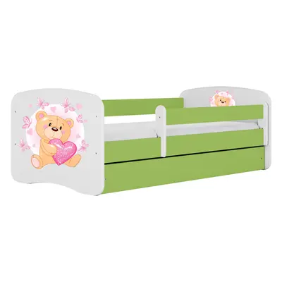 Kocot kids Dětská postel Babydreams medvídek s motýlky zelená, varianta 70x140, se šuplíky, s ma