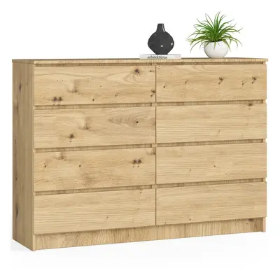 Ak furniture Komoda Kuba 140 cm 8 šuplíků dub artisan