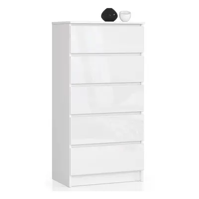 Ak furniture Komoda Kuba 60 cm - 5 šuplíků bílá lesk