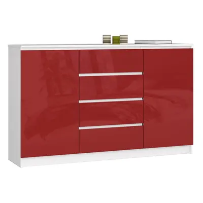 Ak furniture Komoda Tove K 160,4 cm bílá/červená lesklá