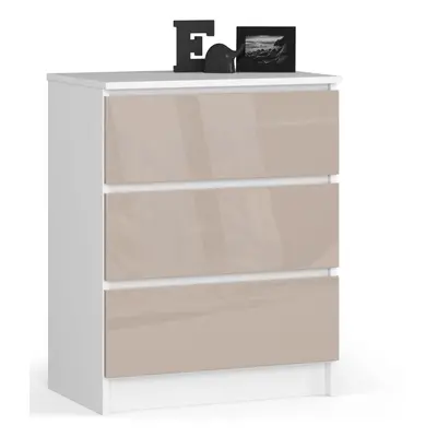 Ak furniture Komoda Kuba 60 cm - 3 šuplíky bílá/cappuccino