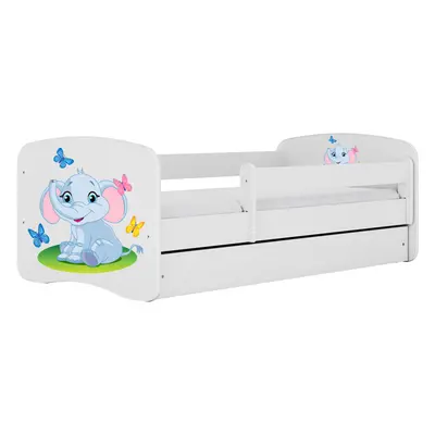 Kocot kids Dětská postel Babydreams slon s motýlky bílá, varianta 70x140, bez šuplíků, s matrací