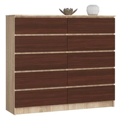 Ak furniture Komoda Kuba 140 cm 10 šuplíků dub sonoma/wenge