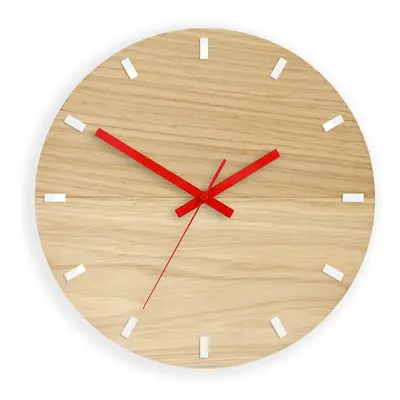 ModernClock Nástěnné hodiny Solo Wood hnědo-červené