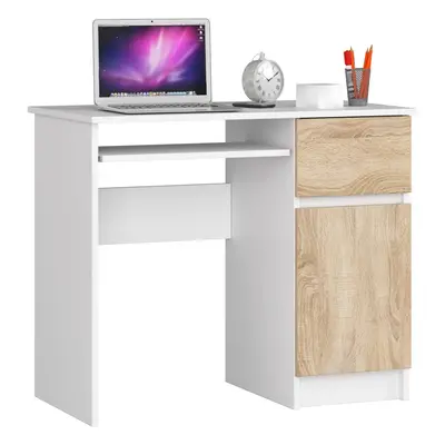 Ak furniture Psací stůl PIKSEL 90 cm bílý/dub sonoma pravý