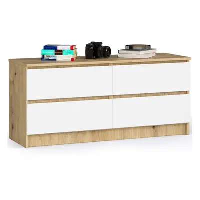 Ak furniture Komoda Kuba 120 cm 4 šuplíky dub artisan/bílá