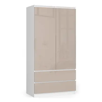 Ak furniture Šatní skříň Star 90 cm bílá/cappuccino lesk