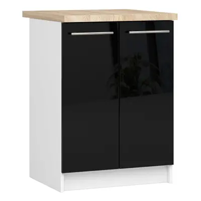 Ak furniture Kuchyňská skříňka Olivie S 60 cm 2D bílá/černý lesk/dub sonoma