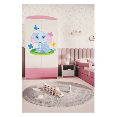 Kocot kids Dětská skříň Babydreams 90 cm slon s motýlky růžová