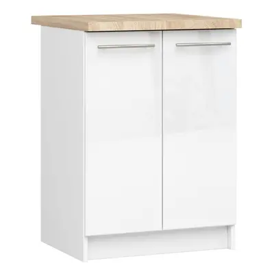 Ak furniture Kuchyňská skříňka Olivie S 60 cm 2D bílá/bílý lesk/dub sonoma