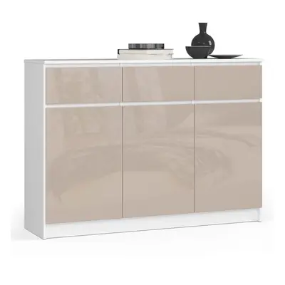 Ak furniture Komoda Kuba 140 cm 3 skříňky a 3 šuplíky bílá/cappuccino