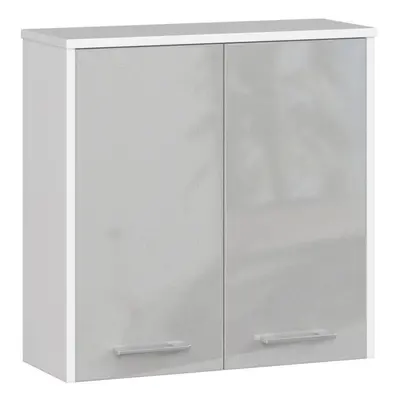 Ak furniture Závěsná koupelnová skříňka Fin 60 cm bílá/stříbrná lesk