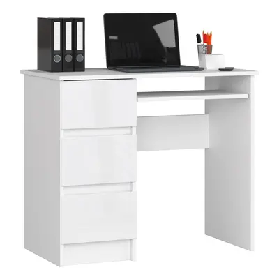 Ak furniture Psací stůl A-6 90 cm bílý lesk levý