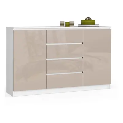 Ak furniture Komoda Kryštof 160 cm 2 skříňky a 4 šuplíky bílá/cappuccino