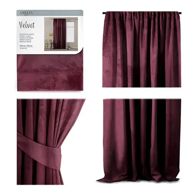 Závěs AmeliaHome Velvet 140x270 cm burgundy, velikost 140x270