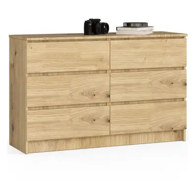 Ak furniture Komoda Kuba 120 cm 6 šuplíků dub artisan