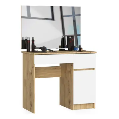 Ak furniture Kosmetický stolek se zrcadlem P-2/SL I dub artisan / bílý pravý