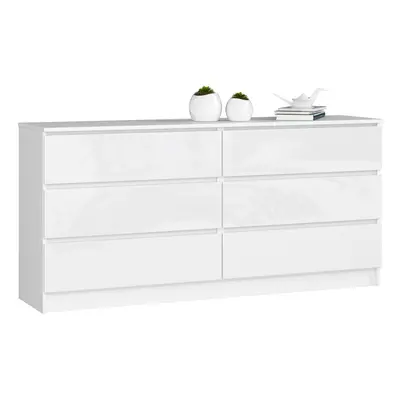 Ak furniture Komoda Rollo V 160,4 cm bílá lesklá