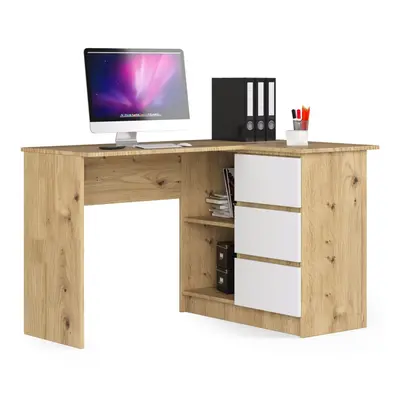 Ak furniture Rohový psací stůl B16 124 cm dub artisan/bílý pravý