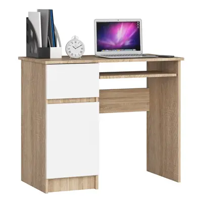 Ak furniture Psací stůl PIKSEL 90 cm dub sonoma/bílý levý