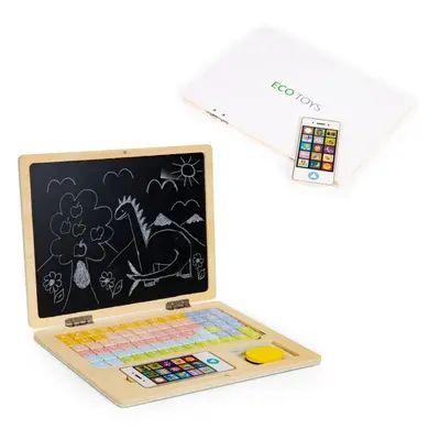 ECOTOYS Dětský edukační laptop Topka hnědý