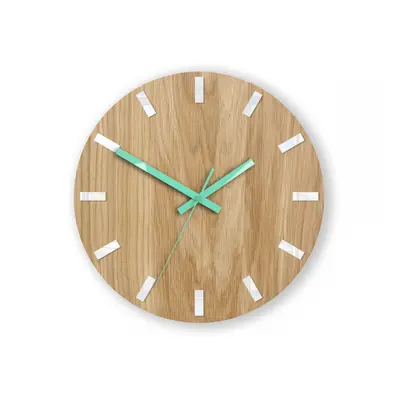 ModernClock Nástěnné hodiny Simple Oak hnědo-mátové