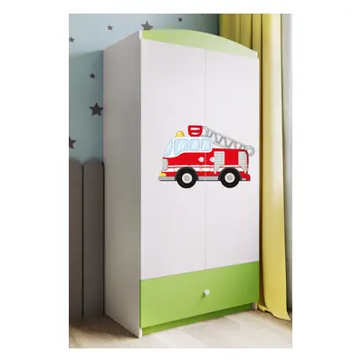 Kocot kids Dětská skříň Babydreams 90 cm hasičské auto zelená