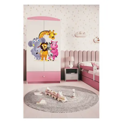 Kocot kids Dětská skříň Babydreams 90 cm ZOO růžová