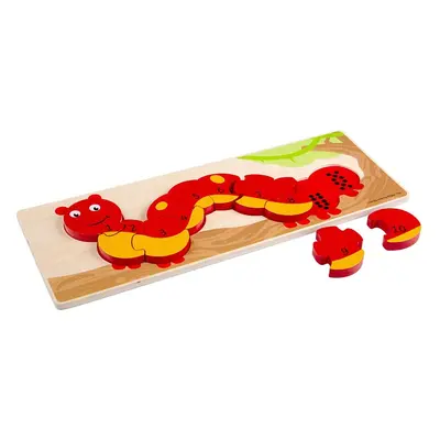 Bigjigs Toys Počítací vkládací puzzle CATERPILLAR červené