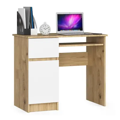 Ak furniture Psací stůl PIKSEL 90 cm dub artisan/bílý levý