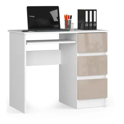 Ak furniture Psací stůl A-6 90 cm bílý/cappuccino lesk pravý