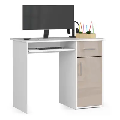 Ak furniture Volně stojící psací stůl Pin 90 cm bílý/cappuccino lesk