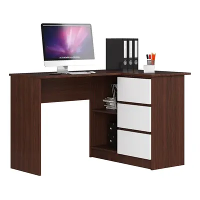 Ak furniture Rohový psací stůl B16 124 cm wenge/bílý pravý