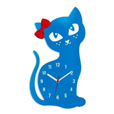 ModernClock Nástěnné hodiny Cat modré