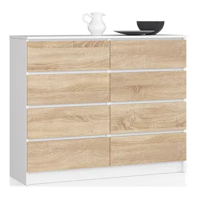 Ak furniture Komoda Kuba 120 cm 8 šuplíků bílá/sonoma