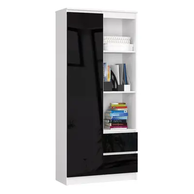 Ak furniture Skříň Rexa 80 cm bílá/černá