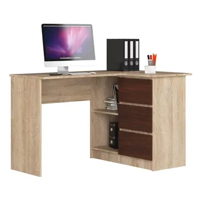 Ak furniture Rohový psací stůl B16 124 cm dub sonoma/wenge pravý