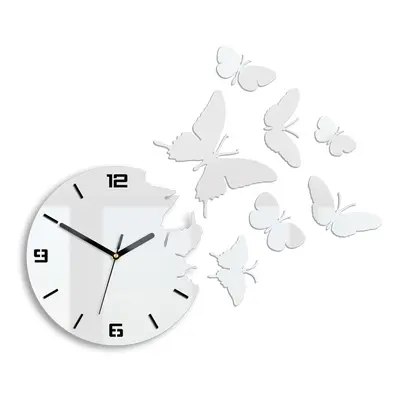 ModernClock 3D nalepovací hodiny Butterfly bílé