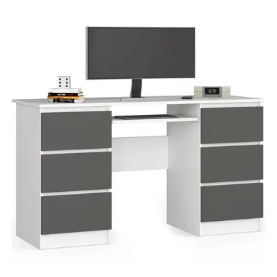 Ak furniture Psací stůl A-11 135 cm bílý/grafitově šedý