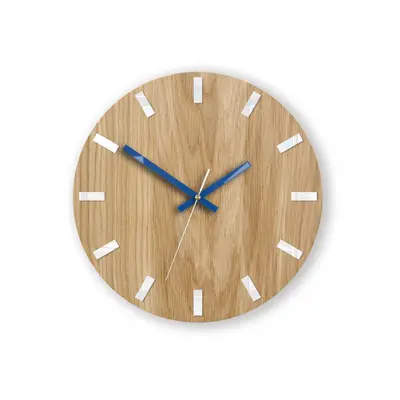 ModernClock Nástěnné hodiny Simple Oak hnědo-modré