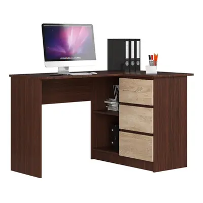 Ak furniture Rohový psací stůl B16 124 cm wenge/dub sonoma pravý