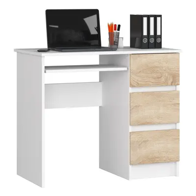 Ak furniture Psací stůl A-6 90 cm bílý/dub sonoma pravý