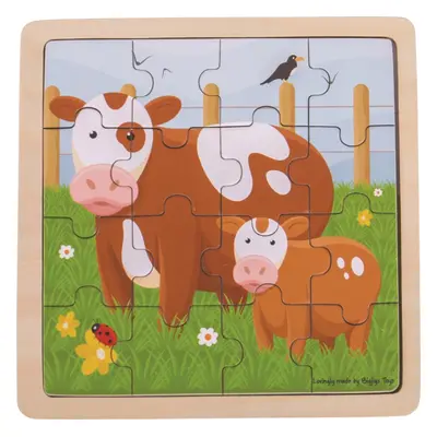 Bigjigs Toys Dřevěné puzzle Kráva s telátkem