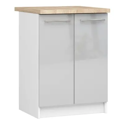 Ak furniture Kuchyňská skříňka Olivie S 60 cm 2D bílá/metalický lesk/dub sonoma