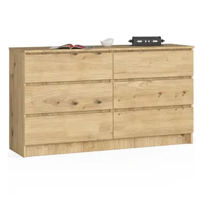 Ak furniture Komoda Kuba 140 cm 6 šuplíků dub artisan