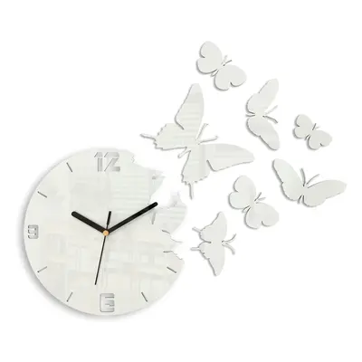 ModernClock 3D nalepovací hodiny Butterflies bílé